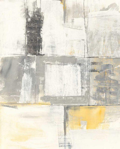 Gray and Yellow Blocks II White Black Ornate Wood Framed Art Print with Double Matting by Schick, Mike