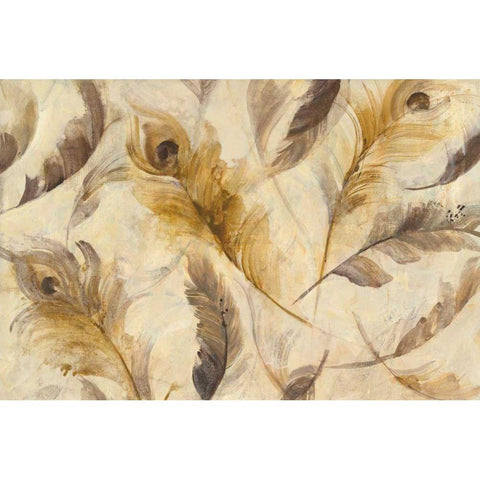 Feather Toss Gold Ornate Wood Framed Art Print with Double Matting by Hristova, Albena