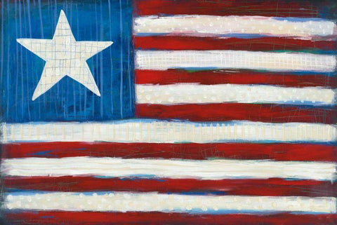 Modern Americana Flag Black Ornate Wood Framed Art Print with Double Matting by Averinos, Melissa