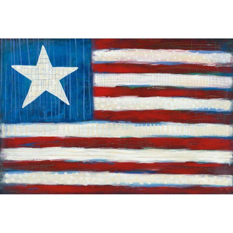 Modern Americana Flag Gold Ornate Wood Framed Art Print with Double Matting by Averinos, Melissa