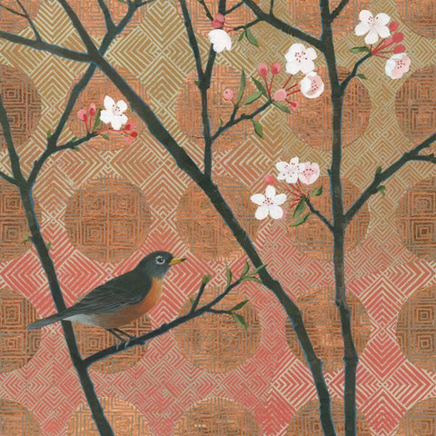 Cherry Blossoms II Gold Ornate Wood Framed Art Print with Double Matting by Lovell, Kathrine