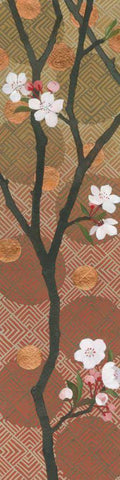 Cherry Blossoms Panel I Crop White Modern Wood Framed Art Print with Double Matting by Lovell, Kathrine