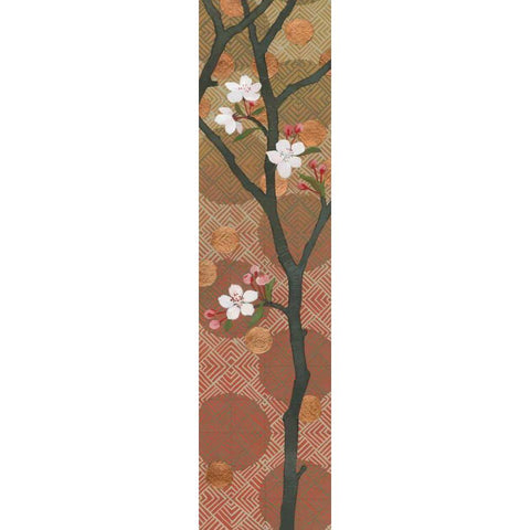 Cherry Blossoms Panel II Crop Gold Ornate Wood Framed Art Print with Double Matting by Lovell, Kathrine