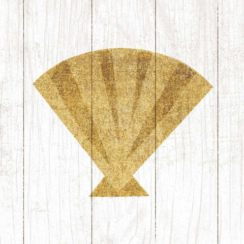 Beachscape Shell Gold Neutral Black Modern Wood Framed Art Print by Mullan, Michael