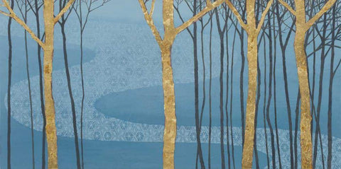 Katonah Gold White Modern Wood Framed Art Print with Double Matting by Lovell, Kathrine