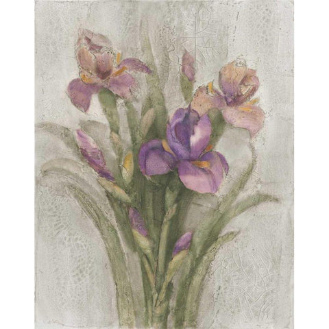 Purple Iris Garden on Grey Black Modern Wood Framed Art Print by Hristova, Albena