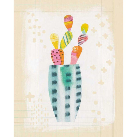 Collage Cactus I on Graph Paper White Modern Wood Framed Art Print by Averinos, Melissa