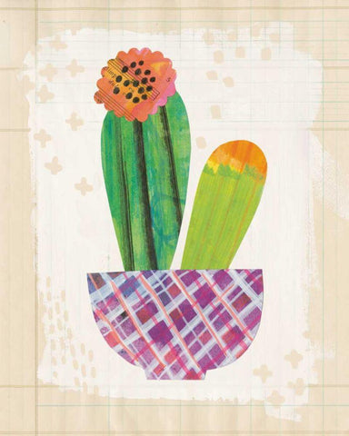 Collage Cactus II on Graph Paper White Modern Wood Framed Art Print with Double Matting by Averinos, Melissa