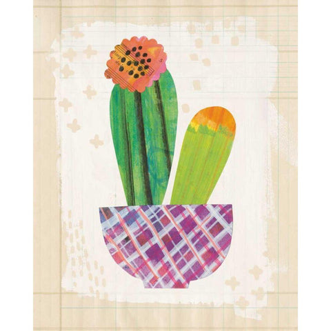 Collage Cactus II on Graph Paper Black Modern Wood Framed Art Print with Double Matting by Averinos, Melissa