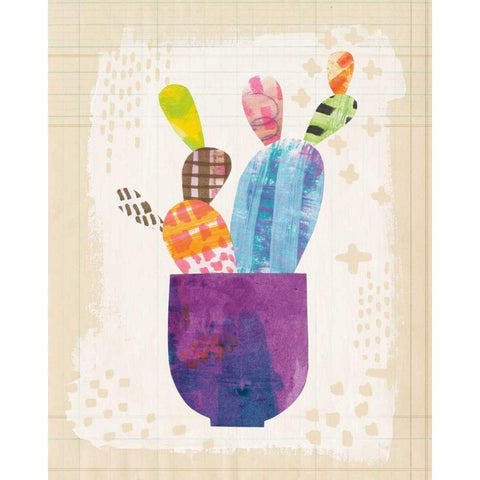 Collage Cactus III on Graph Paper Black Modern Wood Framed Art Print with Double Matting by Averinos, Melissa