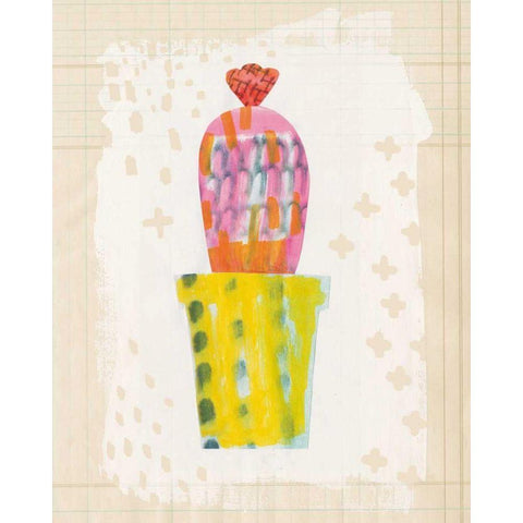 Collage Cactus V on Graph Paper White Modern Wood Framed Art Print by Averinos, Melissa