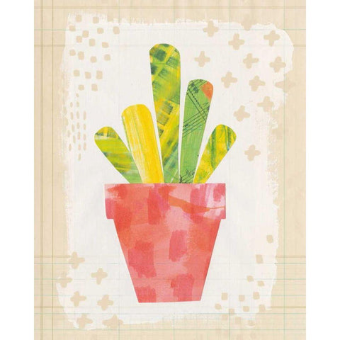 Collage Cactus VI on Graph Paper Gold Ornate Wood Framed Art Print with Double Matting by Averinos, Melissa