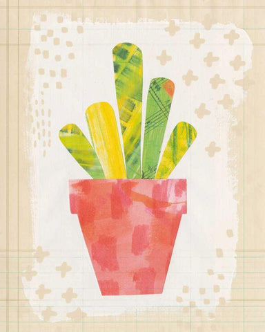 Collage Cactus VI on Graph Paper White Modern Wood Framed Art Print with Double Matting by Averinos, Melissa