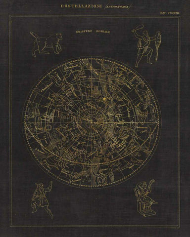 Costellazioni I White Modern Wood Framed Art Print with Double Matting by Wild Apple Portfolio