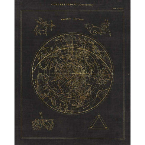 Costellazioni II Gold Ornate Wood Framed Art Print with Double Matting by Wild Apple Portfolio