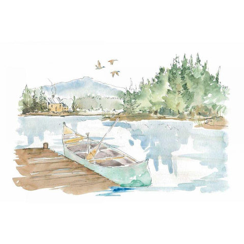 Lakehouse I on White White Modern Wood Framed Art Print by Tavoletti, Anne