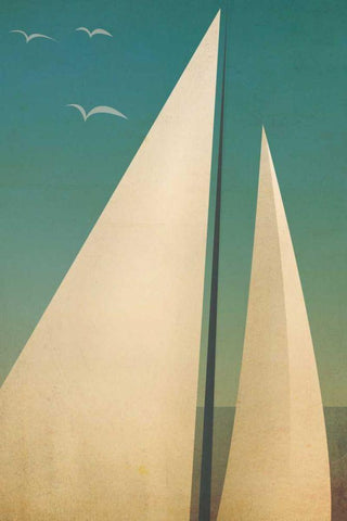 Sails I White Modern Wood Framed Art Print with Double Matting by Fowler, Ryan