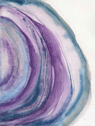 Watercolor Geode II White Modern Wood Framed Art Print with Double Matting by Paschke, Chris