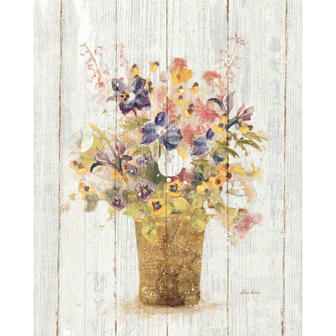 Wild Flowers in Vase II on Barn Board White Modern Wood Framed Art Print by Blum, Cheri
