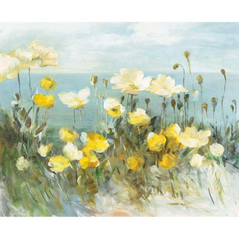 Field of Poppies Bright White Modern Wood Framed Art Print by Nai, Danhui