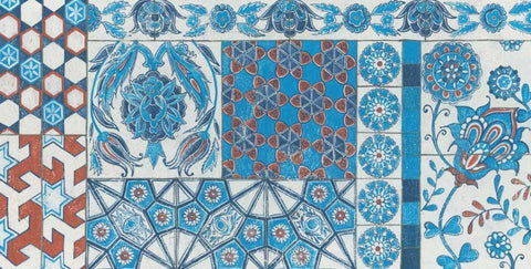 Turkish Tiles White Modern Wood Framed Art Print with Double Matting by Lovell, Kathrine