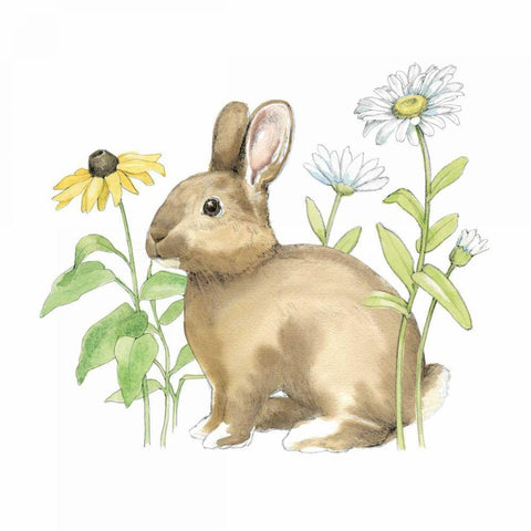 Wildflower Bunnies II Sq Gold Ornate Wood Framed Art Print with Double Matting by Grove, Beth
