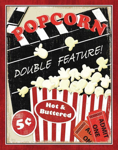 At the Movies I Black Ornate Wood Framed Art Print with Double Matting by Charron, Veronique