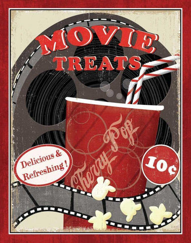 At the Movies II White Modern Wood Framed Art Print with Double Matting by Charron, Veronique