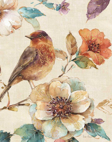 Spiced Nature II Linen Leaf Black Ornate Wood Framed Art Print with Double Matting by Audit, Lisa