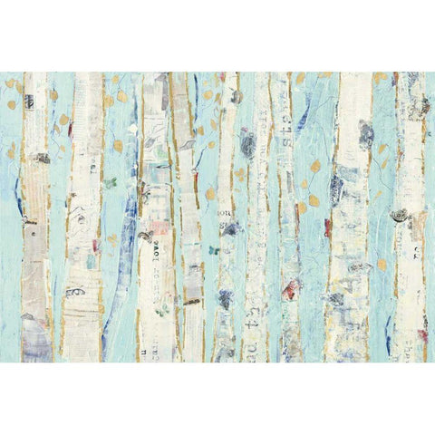 Far From Blue III Gold Leaves White Modern Wood Framed Art Print by Day, Kellie