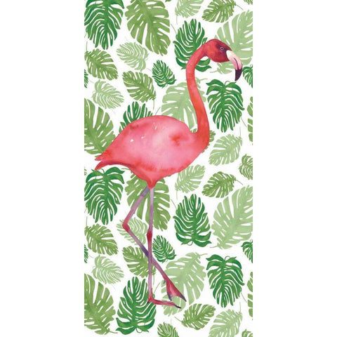Tropical Flamingo I White Modern Wood Framed Art Print by Wild Apple Portfolio