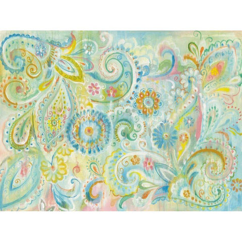 Spring Dream Paisley White Modern Wood Framed Art Print by Nai, Danhui