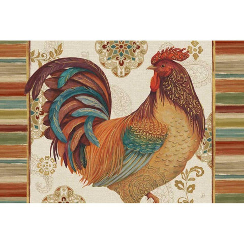 Rooster Rainbow IVA Gold Ornate Wood Framed Art Print with Double Matting by Brissonnet, Daphne