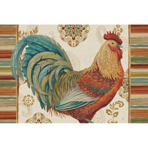 Rooster Rainbow IIIA Black Modern Wood Framed Art Print with Double Matting by Brissonnet, Daphne