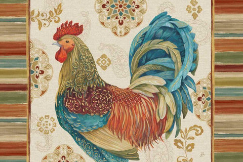 Rooster Rainbow IIA White Modern Wood Framed Art Print with Double Matting by Brissonnet, Daphne