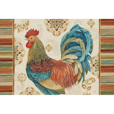 Rooster Rainbow IIA Gold Ornate Wood Framed Art Print with Double Matting by Brissonnet, Daphne