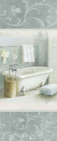 Refreshing Bath Brocade III White Modern Wood Framed Art Print with Double Matting by Nai, Danhui