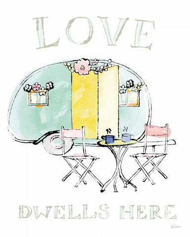 Girlfriends Cabin III Black Ornate Wood Framed Art Print with Double Matting by Schlabach, Sue