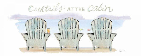 Girlfriends Cabin VII Black Ornate Wood Framed Art Print with Double Matting by Schlabach, Sue