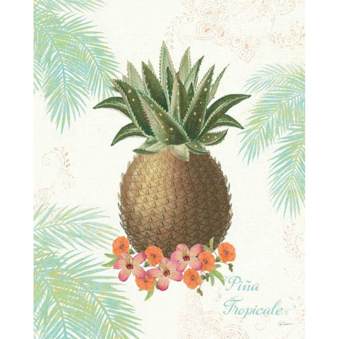 Flamingo Tropicale IV White Modern Wood Framed Art Print by Schlabach, Sue