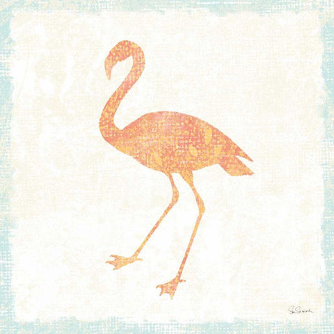 Flamingo Tropicale VI White Modern Wood Framed Art Print by Schlabach, Sue