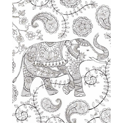 Color My World Elephant III crop Black Modern Wood Framed Art Print with Double Matting by Daphne, Brissonnet