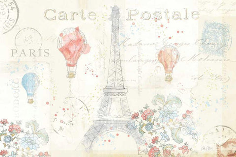 Lighthearted in Paris I Black Ornate Wood Framed Art Print with Double Matting by Pertiet, Katie