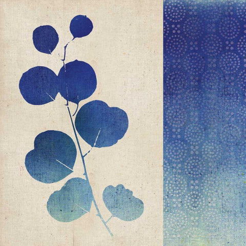 Indigo Leaves II Black Modern Wood Framed Art Print by Studio Mousseau