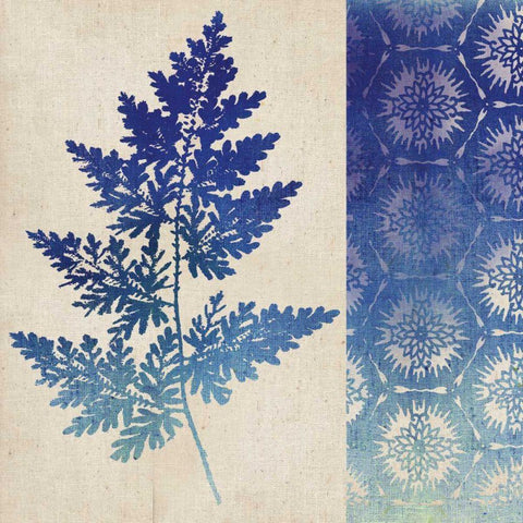 Indigo Leaves III Black Ornate Wood Framed Art Print with Double Matting by Studio Mousseau