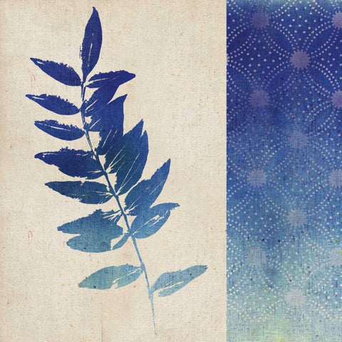Indigo Leaves IV Black Modern Wood Framed Art Print by Studio Mousseau