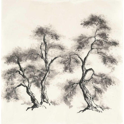 Sumi Tree III Gold Ornate Wood Framed Art Print with Double Matting by Paschke, Chris