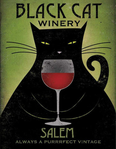 Black Cat Winery Salem White Modern Wood Framed Art Print with Double Matting by Fowler, Ryan