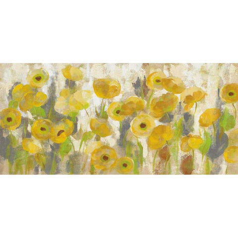 Floating Yellow Flowers I White Modern Wood Framed Art Print by Vassileva, Silvia