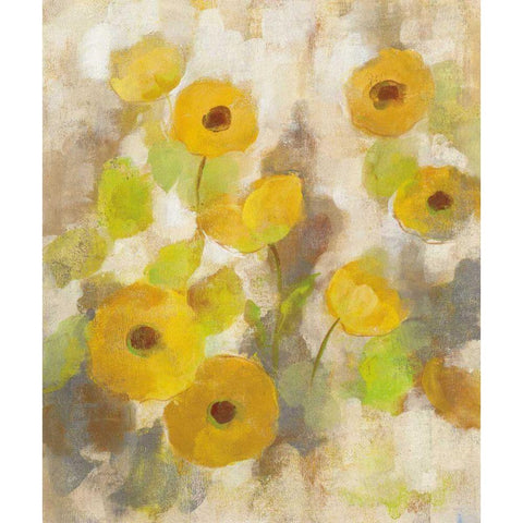 Floating Yellow Flowers III White Modern Wood Framed Art Print by Vassileva, Silvia